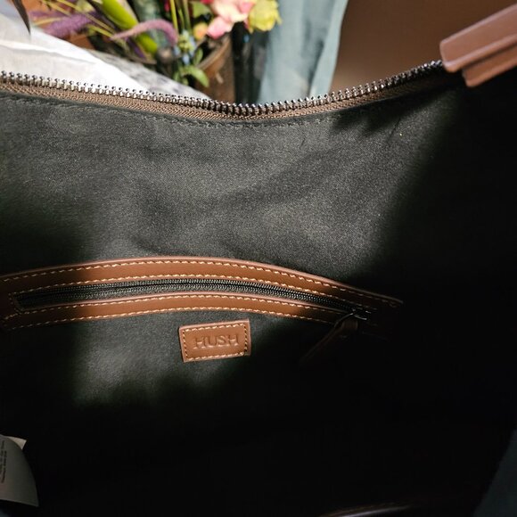 Hush | Gorgeous Satin Chocolate Brown Scoop Tote Bag - Like New! - Picture 11 of 15